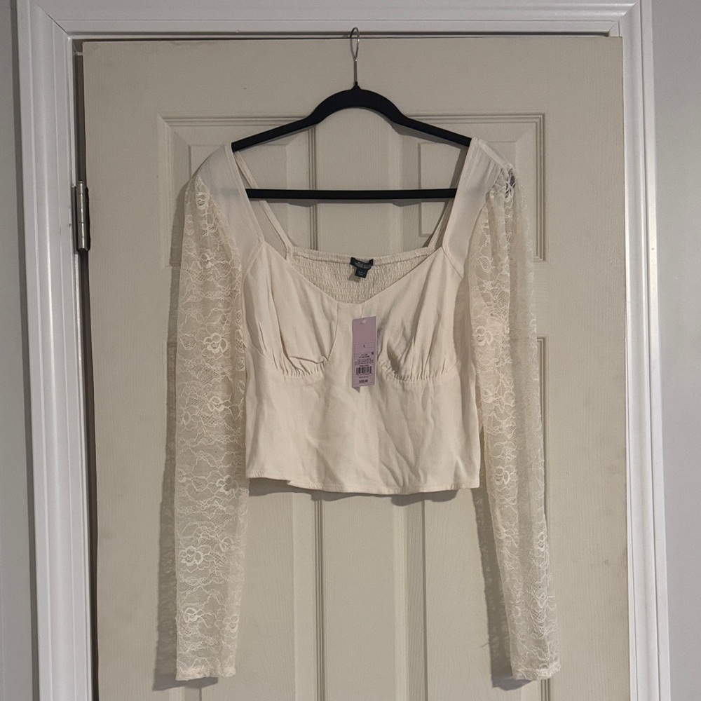 Wild Fable Cream Lace Long Sleeve Blouse